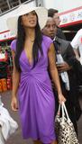 Nicole Scherzinger show traces of cleavage in purple dress atthe Monaco F1 Grand Prix in Monte Carlo